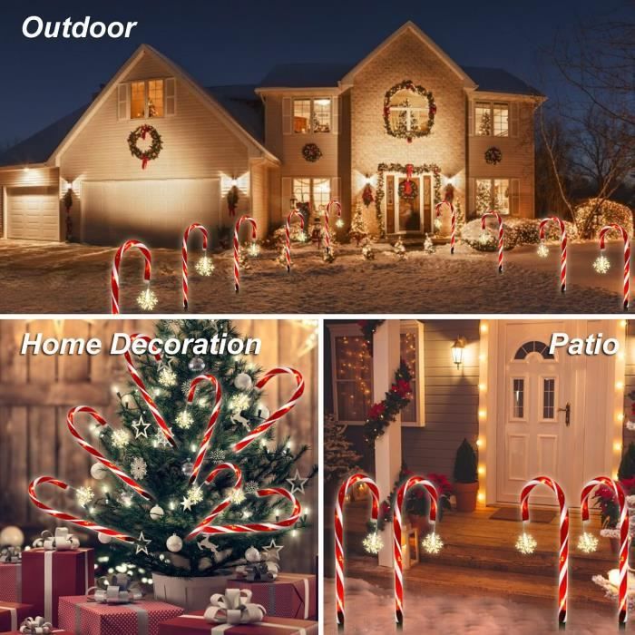 Lumières LED - Noël - Canne De Noël - Lot De 20 - 8 Modes D'éclairage - Solaire - IP65 - Maison