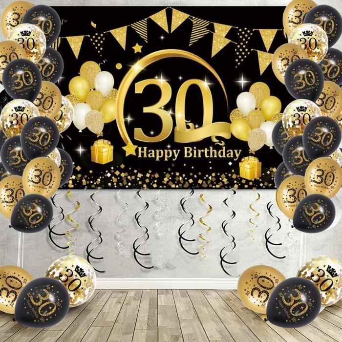 Décorations de fête d'anniversaire noir, ballon de 30 ans, bannière de  ceinture, décor de gâteau pour homme et femme, si heureux que je prenne 30,  2 - AliExpress
