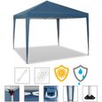 WOLTU Tonnelle de Jardin, Tente Pliante, Protection du Soleil UV 50+, Facile à Installer Hauteur Réglable 3x3m, Bleu-4