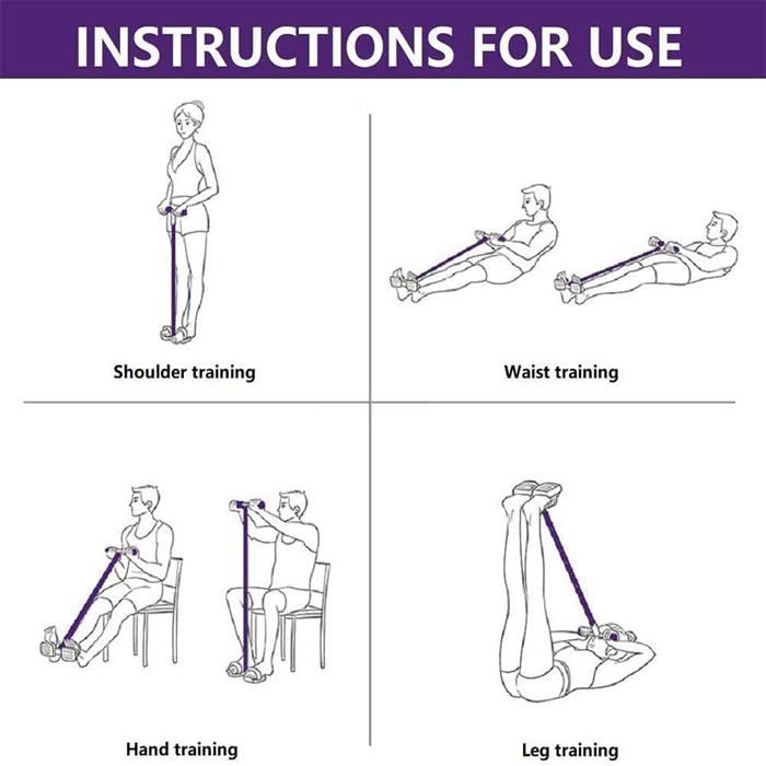 Élastique De Fitness Avec Poignées Et Pédales - 6 Tubes De Résistance - Pour Abdos, Bras, Jambes - Entraînement à La Maison, Bureau