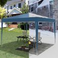 WOLTU Tonnelle de Jardin, Tente Pliante, Protection du Soleil UV 50+, Facile à Installer Hauteur Réglable 3x3m, Bleu-5