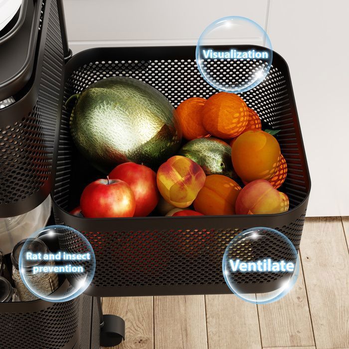 Tour De Rangement 5 Étages Avec Roulettes - Garde-Manger Mobile Pour Fruits Et Légumes - Meuble Cuisine Pratique