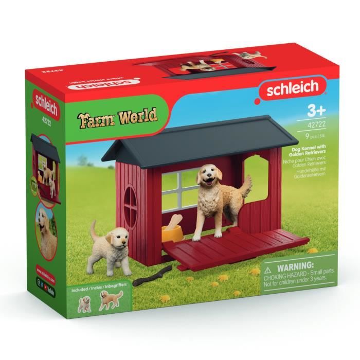 Niche Avec Golden Retriever Schleich Farm World - Figurine 9 Pièces Pour Enfants Dès 3 Ans