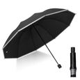 JANZDIYS Parapluie Pliant-Parapluie Compact Homme Femme-Manuel-Coupe Vent-Avec Bandes Réfléchissantes-Mini Parapluie de Voyage-Noir-0