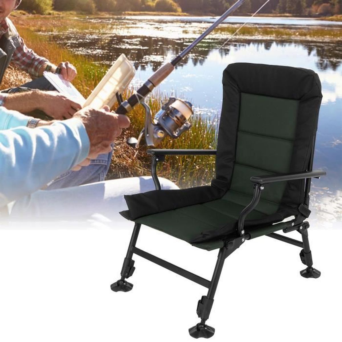 Chaise De Pêche Sensitec Anaconda Freelancer Ti-Lite - Poids 3,7 Kg - Charge Max 150 Kg - Accoudoirs Rembourrés