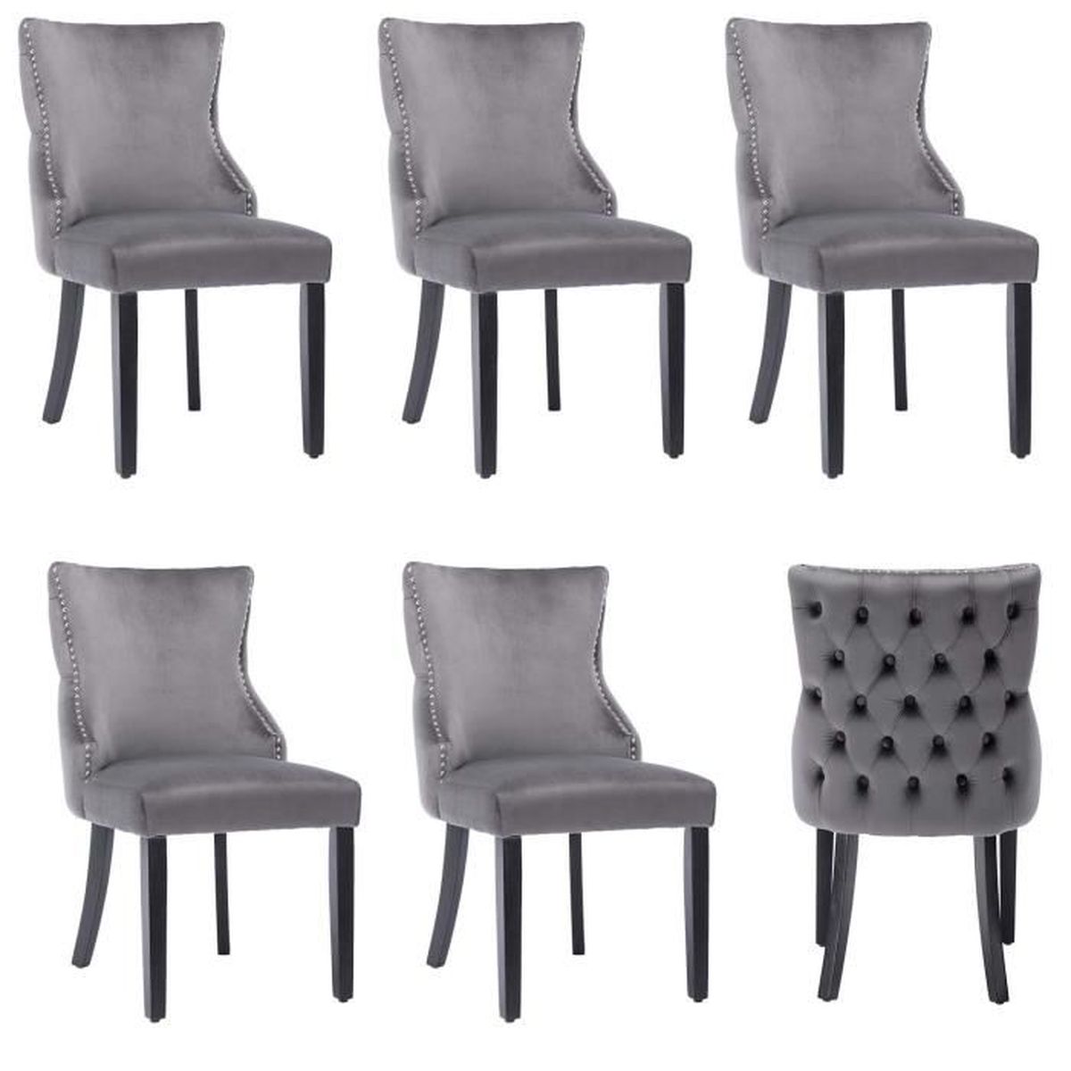 Lot de 2 chaises style scandinave en bois d'orme foncé Etel | Maisons du Monde