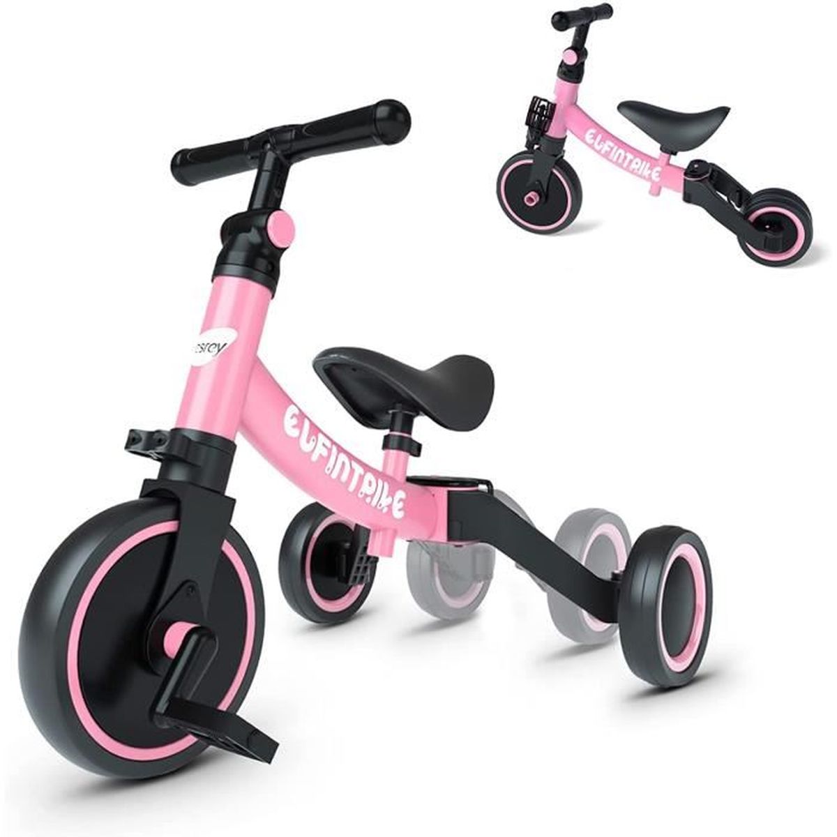 Tricycle Bébé Évolutif 5 En 1 LIUNNCC - Draisienne Pliable Dès 6 Mois Jusqu'à 5 Ans, Vélo Poussette Avec Capote Et Harnais 5 Points