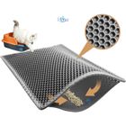 FOOTIER Tapis litière pour chat double couche pliable et détachable Gris, 50 × 40CM