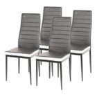 Chaises de salle à manger HOMEWELL - Gris et Blanc - Lot de 4 - Dossiers grillagés - 40x39x98cm