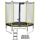 Kangui - Trampoline de jardin 244 cm + filet de sécurité + échelle + kit d'ancrage JUMPI Vert/Noir 250