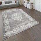 Paco Home Tapis De Salon Poils Ras Avec Motif Oriental Moderne En Gris Blanc 60x100 cm