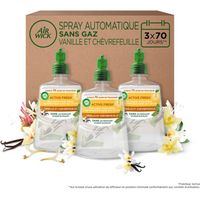 Airwick Air Wick Desodorisant Maison Spray Automatique Sans Gaz Active Fresh - 3 Recharges Parfum Vanille - chevrefeuille