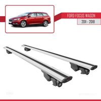 Pour Ford Focus Wagon 2011-2018 HOOK Barres de Toit Railing Porte-Bagages de voiture Avec verrouillable Alu Gris