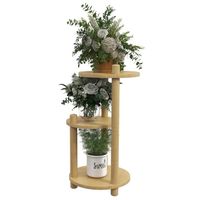 Outsunny Étagère à plantes en bois piédestal étagères rondes à fleurs support de pots de fleurs 3 niveaux 41L x 39l x 68H cm