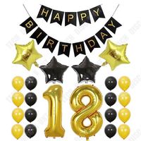 TD® Arrangement de ballons décoratifs pour 18e anniversaire Ensemble de banderoles en or noir en papier d'aluminium numérique 40