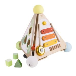 CUBE ÉVEIL Pyramide cube d'activités en bois - Multicolore - 30 cm - Pour Enfant de 2 ans et plus