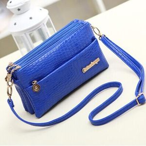 POCHETTE Nouveau style Pochette motif crocodile porte-monnaie sac de téléphone portable trois sac à glissière bleu