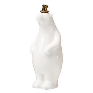en céramique blanche Statue d'ours polaire avec skis Hauteur 9 centimètres 