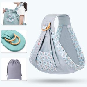 /Écharpe de Portage avec Anneau dajustement Sangle de Ceinture en Lin Respirant pour Porte-b/éb/é Couverture dallaitement Confortable pour Les Nourrissons Blue Zerodis