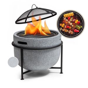 BRASERO - ACCESSOIRE Braséro barbecue Blumfeldt Grail avec grill MGO & bac en acier - pare-étincelles - Gris