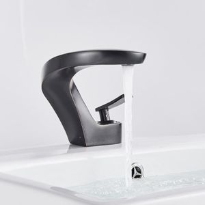 ROBINETTERIE SDB Robinet lavabo de salle de bain, courbe mitigeur mono-commande pour lavabo salle de bain, robinet lavabo noir eau chaude et froide,