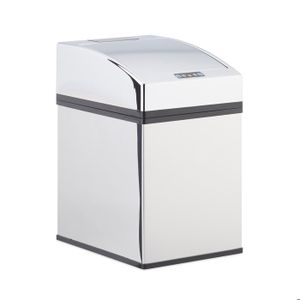 Poubelle de salle de bain en plastique noir et bambou 5L BAMBOU