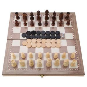 JEU SOCIÉTÉ - PLATEAU gift-3-en-1 Jeu de Dames d'échecs en Bois Portable