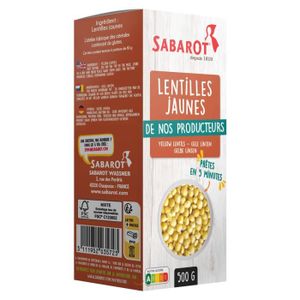 LÉGUMES SECS Lentilles jaunes paquet de 500g Sabarot
