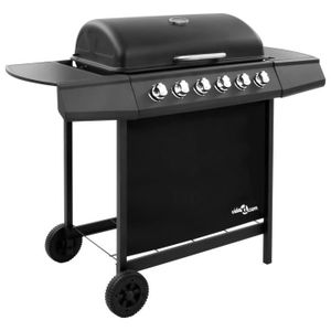 BARBECUE Barbecue à  6 brà»leurs - Noir - 102 x 55 x 98 cm