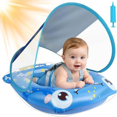 Bouée Bébé Avec Pare-soleil UPF 50+ – Flotteur Anti-retournement – 3 à 24 Mois – Mousse Perle, Non Gonflable