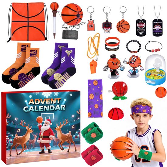 Calendrier De L'Avent Basket-ball 24 Jours - Cadeau Pour Adultes, Fans De Sport, Noël, Avec Porte-clés Et Accessoires