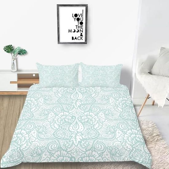 Parure de lit Queen Size avec taies d'oreiller, motif