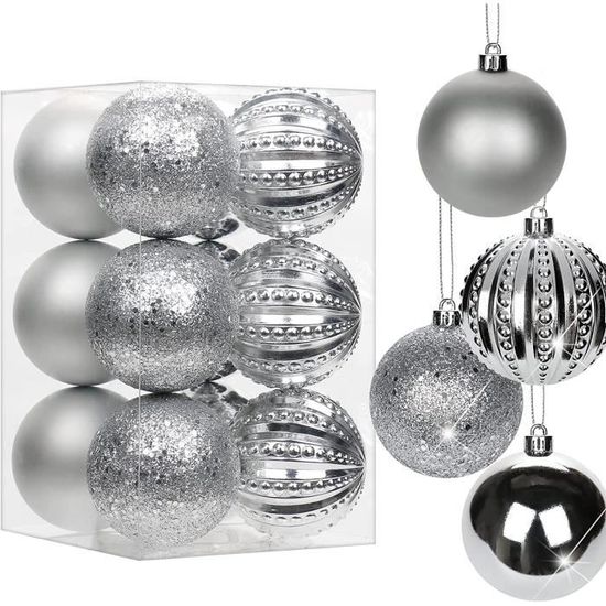 Boules de Noël Argenté décoration Sapin de Noël Lot de 168CM-3.1 