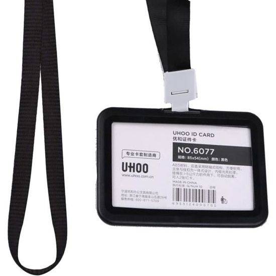 Porte-badge Horizontal Avec Lanière Et Clip De Sécurité - Vert Foncé - Format Carte Standard