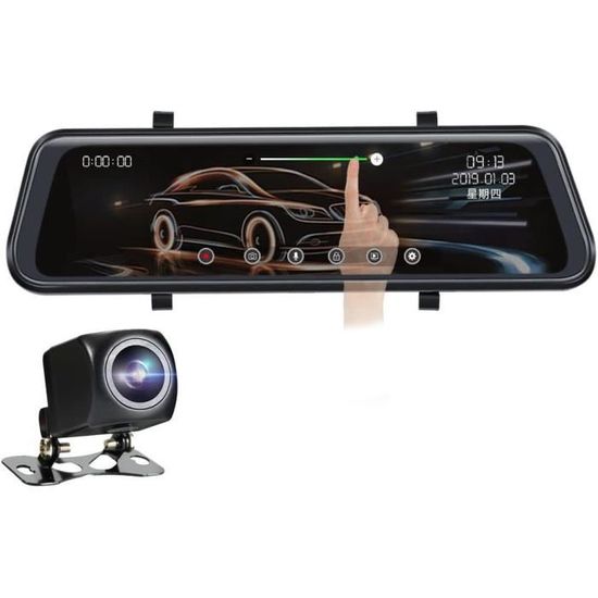Caméra Embarquée 12" 2K Avec Rétroviseur - 4 Caméras, WiFi, écran Tactile, GPS, Carte 64 Go