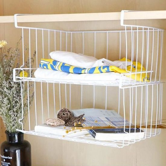 Lot De 2 Paniers De Congélation Suspendus En Fil Métallique - 37x22x20 Cm - Blanc - Pour Congélateur Coffre Et Réfrigérateur