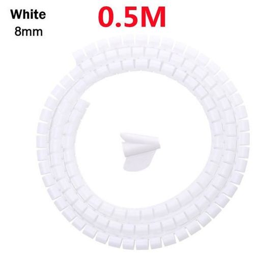 Organisateur de câbles - Protecteur de fil - 8mm - Flexible - Blanc - 0.5M - Beaux