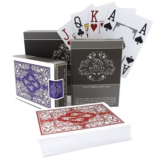 Bullets Playing Cards, Ensemble Rommee dans un étui en cuir synthétique