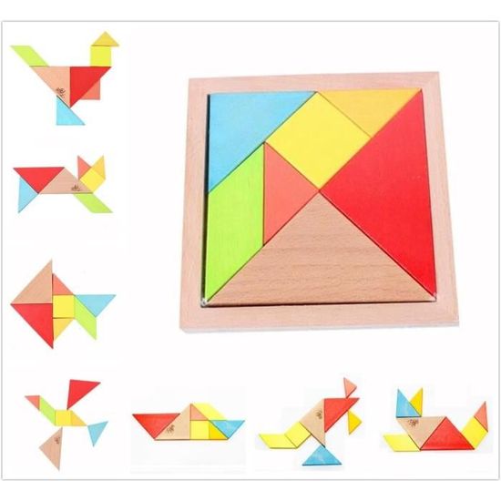 Lot De 10 Tangrams En Bois Pour Enfants - Jeu éducatif à Partir De 4 Ans - Cadeau Créatif école, Crèche, Anniversaire - 8