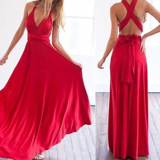 Robe Infinity Maxi style boho Multiposition Convertible Bandes Rouge E4820 Blanc Cdiscount Pret a Porter