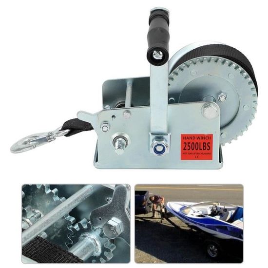 Treuil Manuel à Double Réduction 3200 Lbs - Câble Acier 33 Pieds, Pour VTT, Bateau, Remorque, Camping-car