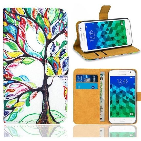 Coque Portefeuille Galaxy Grand Prime Uposao - Cuir PU, Rabat Magnétique, Porte-Cartes - Rose Gold