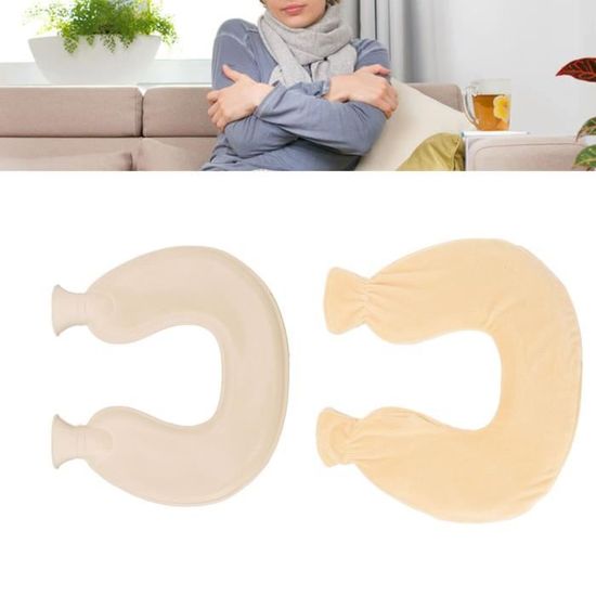 Bouillotte En Forme De U - 1,4 Litre Avec Couvercle - Pour Douleurs Cervicales Et Raideur