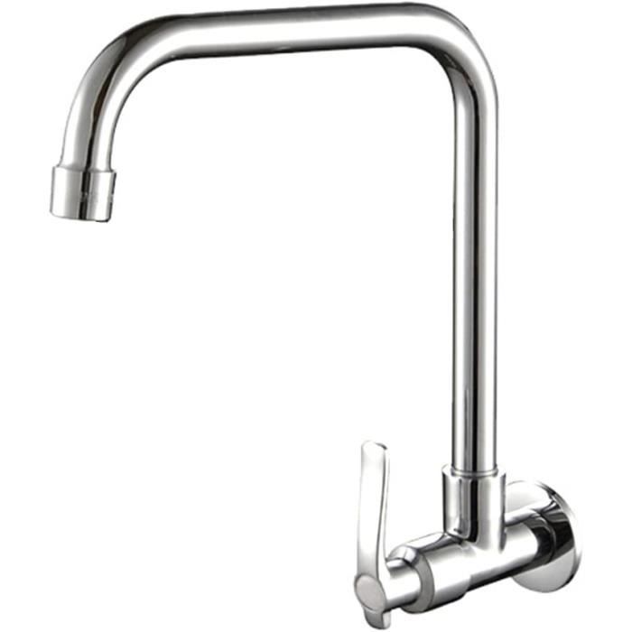 Robinet Cuisine, Mitigeur Cuisine Pivotant à 360, Acier Inoxydable, Interface 1/2 Forme en L Monolevier pour 1 Trou-Avec tube