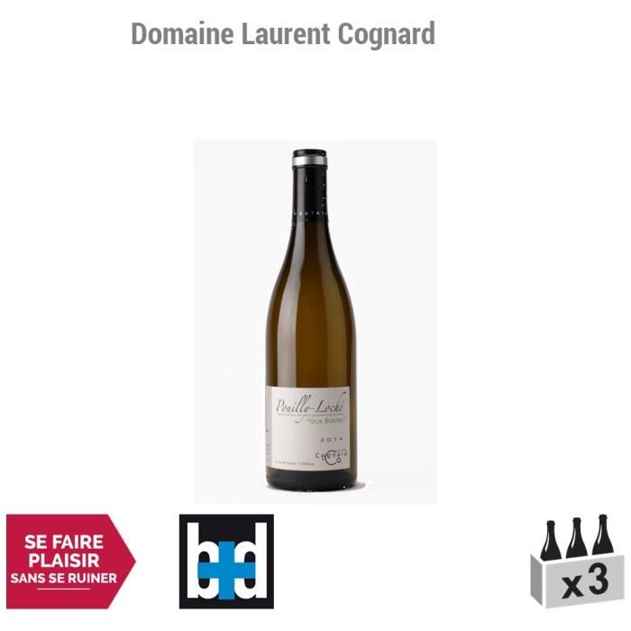 Pouilly-Loché Aux Barres Blanc 2014 - Domaine Laurent Cognard - Vin AOC Blanc de Bourgogne - Lot de 3x75cl - 14,5-20 Bettane