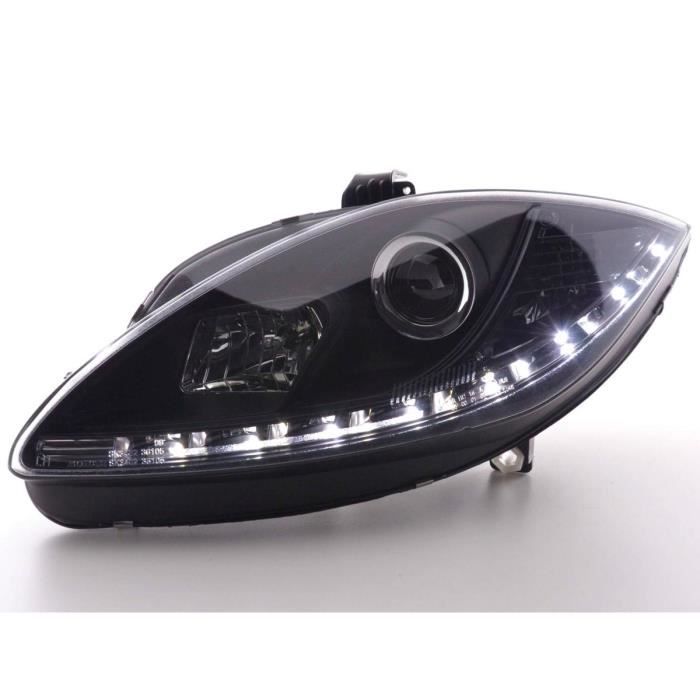 Paire de feux phares Daylight Led Seat Leon 2 1P 09-13 Noir