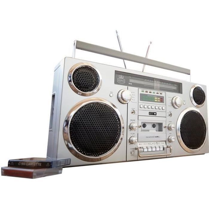 GPO Brooklyn Boombox 80 Watt argenté(e), chrome