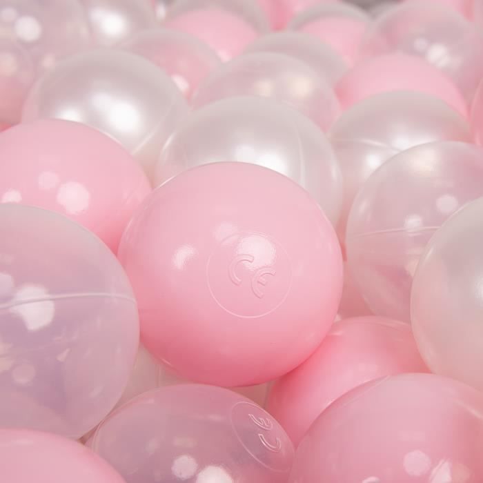 KiddyMoon 100 ∅ 7Cm L'ensemble De Balles Plastique Pour Piscine Enfant Fabriqué En EU, Rose Poudré/Perle/Transparent