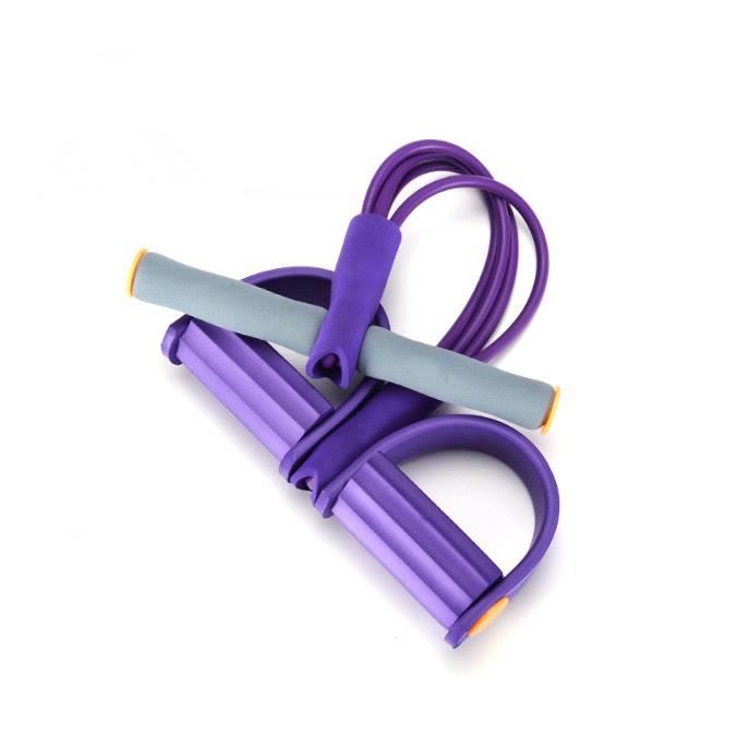 Rameur élastique à abdominaux 4 avec repose-pieds pour exercice de fitness et yoga (Couleurs aléatoires)