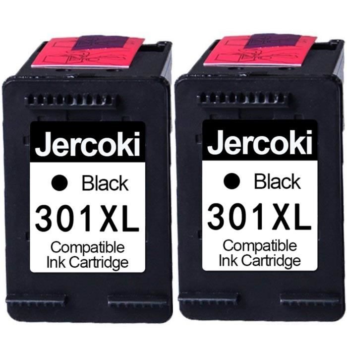 2 Noir Cartouches d'encre Compatible pour HP 301 XL Compatible pour Envy 4500 4507 5530 DeskJet 2054A 2510 2540 2050A 1510 3050A
